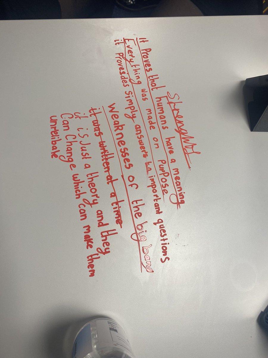 MissReidRMPS's tweet photo. S1 had so much fun using our brand new chalk pens when preparing for a debate on ‘does science remove the need for a God’ - some excellent evidence and rebuttals on show well done 👏🏼👏🏼👏🏼 https://t.co/6Blzy0rOHm