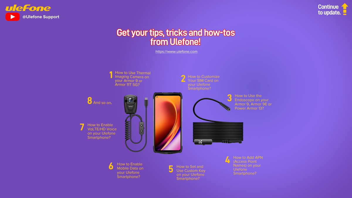UlefoneMobile's tweet photo. The #UlefoneSupport——our official YouTube Channel of #Ulefone related tutorials and operations.
⚡All for your best experience, you can fully trust our professionalism.
https://t.co/xk14Db6I2T
✔Subscribe now and get your tips, tricks and how-tos from Ulefone! #YouTuber https://t.co/gT725ieXLO
