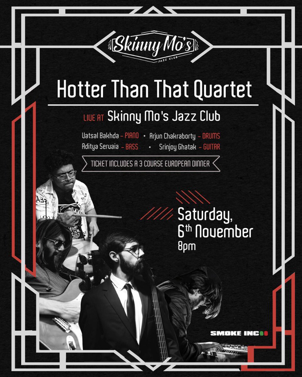 November looks hot as we bring you HTT live at Skinny Mo’s Jazz Club on Saturday, 6th of November. HTT features on demand pianist Vatsal Bakhda from Delhi, will mesmerize you with sounds ranging from the swing era to the times of modern jazz. Get tickets  linktr.ee/smokeinc