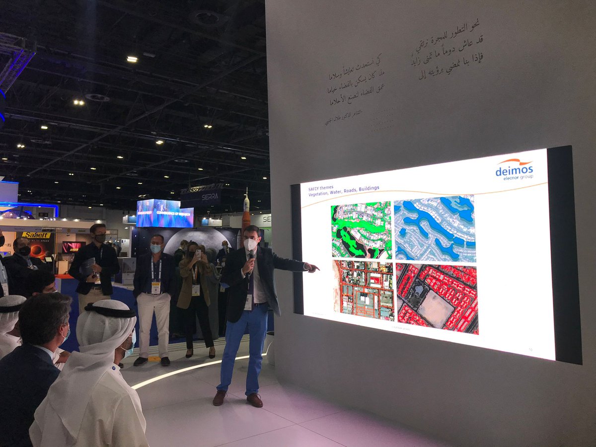 Deimos_Space_'s tweet photo. What can #earthobservation satellites do for #urbanplanning? Our Space Director @jagaskywalker presenting Deimos capacity in #eoapplications to @uaespaceagency
#IAC2021 🚀🌍
#deimosIAC2021 https://t.co/z0yEAwTbJM