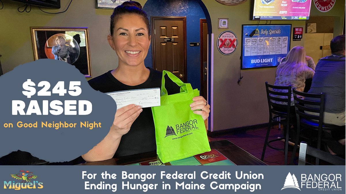 Thanks to our awesome community for the support and <a href="/MiguelsBNG/">Miguel's Mex. Grill</a> for hosting! We raised $245 for our friends and neighbors in need! #endinghunger