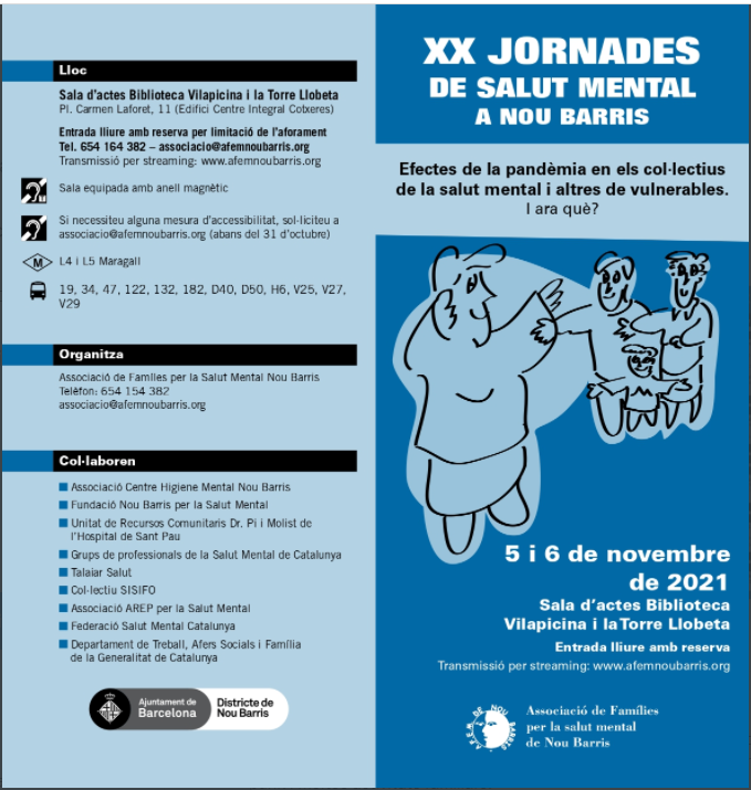 CSM9B's tweet photo. Les Jornades d' https://t.co/kbohDorM5i enguany celebren la 20ena. edició!
📌5 i 6 de Novembre
"Els efectes de la pandèmia en els col·lectius de  la salut mental i altres de vulnerables: I ara què?"
Reserva plaça i/o segueix per streaming a https://t.co/kbohDorM5i @Bcn_NouBarris https://t.co/oAqlxhfOkO