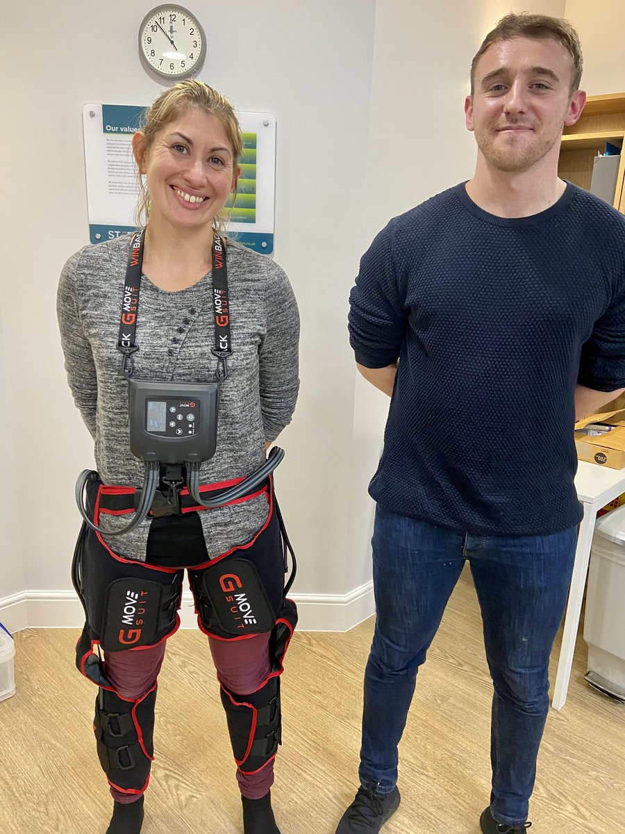 STEPSrehabUK's tweet photo. This morning, our Head of Therapies, Lucy got to try the GMove suit with @SamGMoveSuit #balance #coordination #compression #neurorehab #MedicalDevices https://t.co/61wtAd2WCd