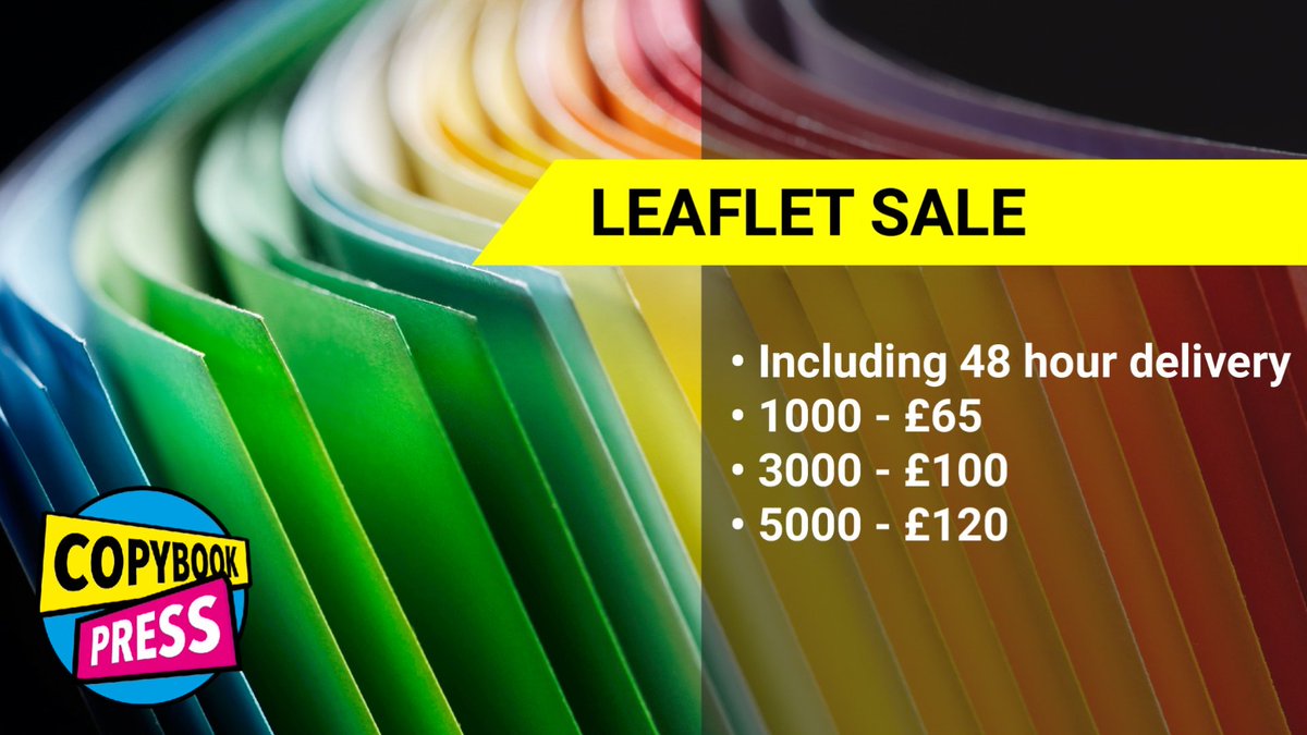 How is everyone doing today?
It's back...⭐ OFFER OF THE WEEK ⭐ DOUBLE SIDED A5 LEAFLETS. FULL COLOUR, PRINTED ON 150GSM HIGH QUALITY FSC SILK. TRIMMED, BOXED AND DELIVERED. If you don't already have amazing print ready artwork - we can also supply this. 0161 320 5424
#Printing