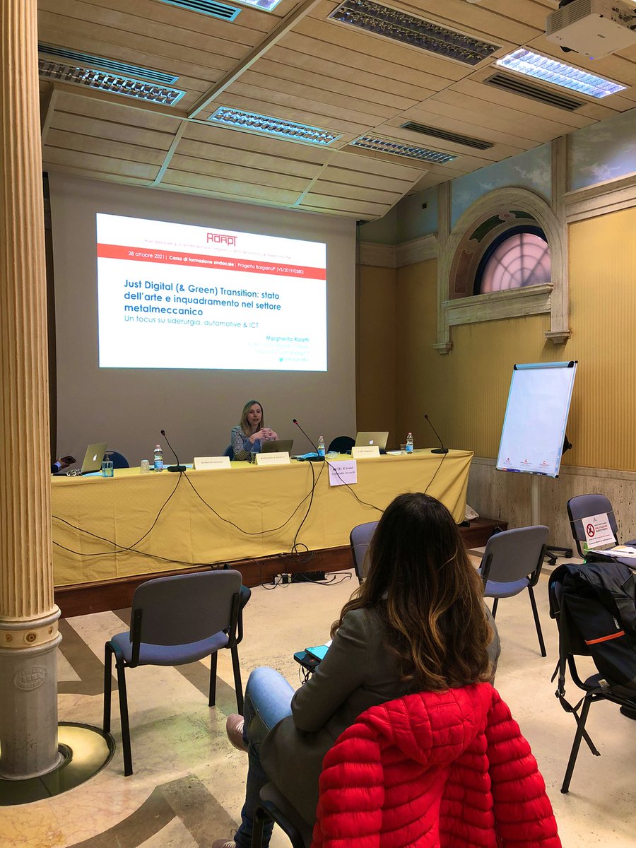 ilaria_armaroli's tweet photo. Mentre parte dei ricercatori @adaptland è a Taranto per Convegno #AIDLaSS e a Mestre per un progetto su #smartworking, con @MargheRoi siamo a #Roma per parlare di #greenskills e #formazione professionale con delegati @FIMCislStampa #BargainUp https://t.co/4XCkV27nRj