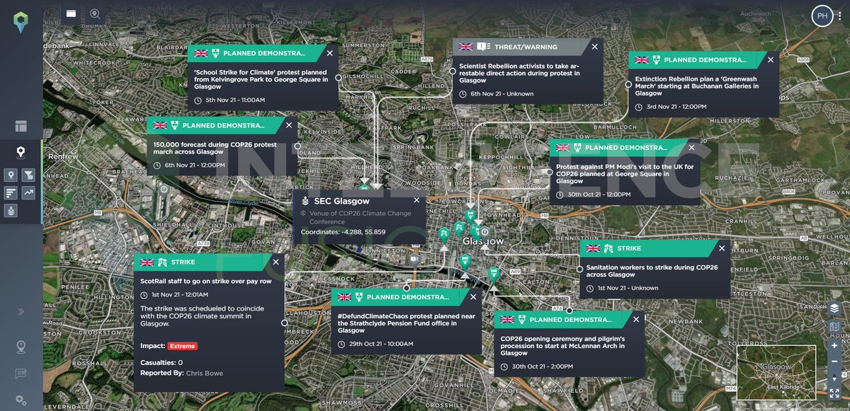 IntellFusion's tweet photo. The UN Climate Change Conference (#COP26) will be held between 31 Oct and 12 Nov in Glasgow. Widespread protest by environmental activists is expected. #Thread 👇 (1/7)

Follow events as they unfold in the dedicated channel on our #OSINT Discord server: https://t.co/iTGgX01I12 https://t.co/YcXqfFYafw
