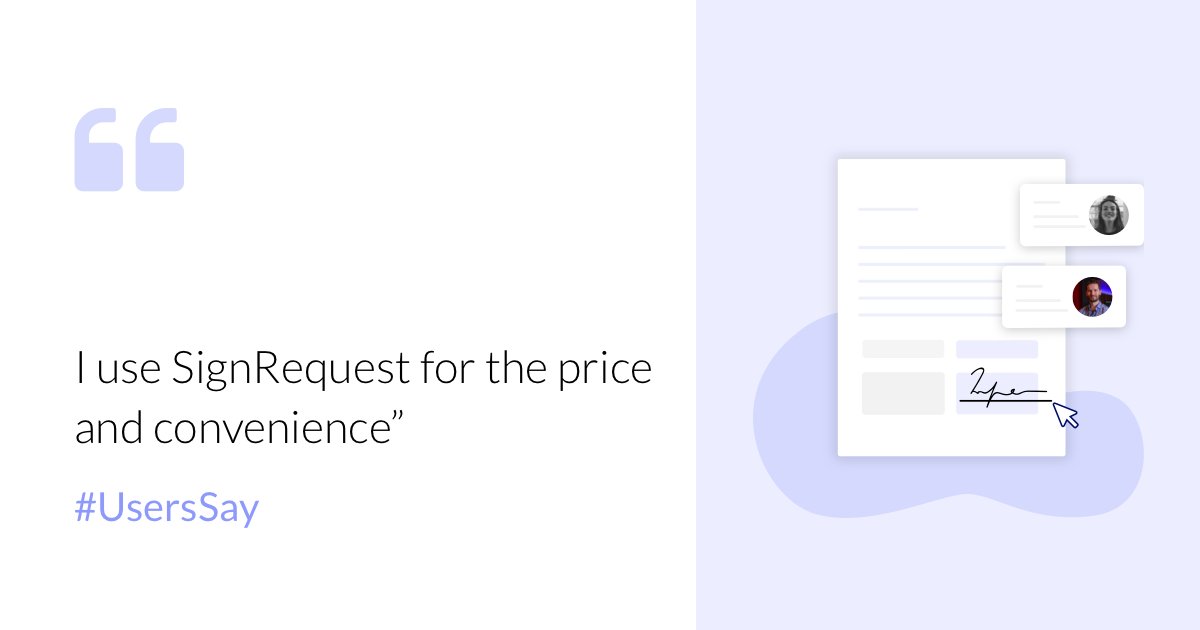 SignRequest's tweet image. E-signing from SignRequest helps you spend less and close deals faster 💫 “I use Sign Request instead of DocuSign because of the price. With SignRequest I can file paperwork electronically and have access to it wherever I am.&quot; bit.ly/3mnYtVU #esignatures #userreviews