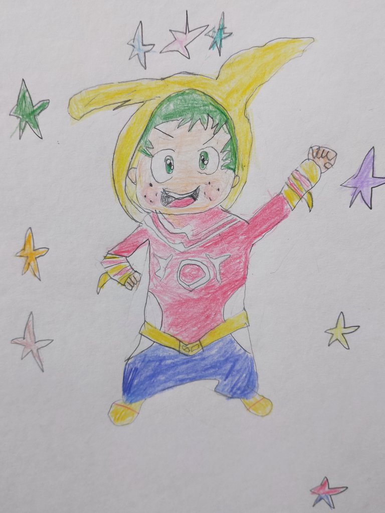 ヒロアカ 緑谷出久 娘 オールマイトの服を着た幼少期のデクかわいー ほっぺたプック オールマイキーのイラスト