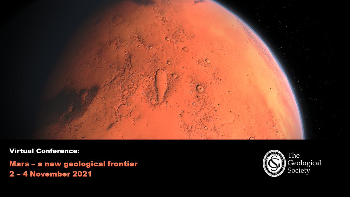 GeolSoc's tweet photo. There's not long to go until one of our forthcoming Year of Space virtual conferences, 'Mars – a new geological frontier' and the programme has been announced.
Find out more and register to join us on 2 November: https://t.co/HLivJZROCR
#GSLMars https://t.co/dFyVghoVMn