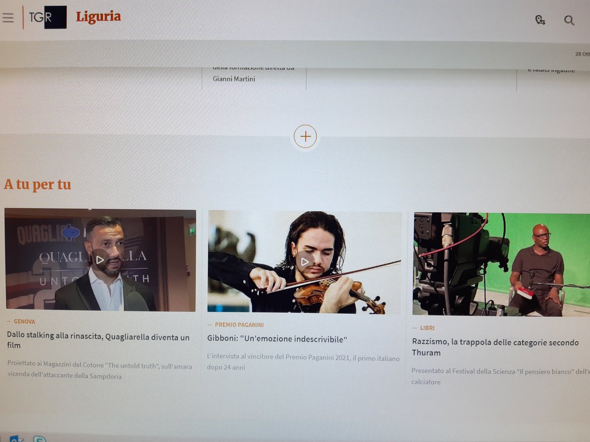 Dalla battaglia di Thuram contro il #razzismo, alla passione di Gibboni per il violino, fino al racconto di <a href="/FQuagliarella27/">Fabio Quagliarella</a> vittima di stalking. Le interviste integrali ai protagonisti su tgr.rai.it/liguria