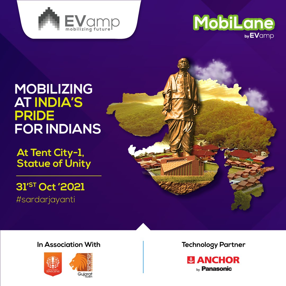 EVampTech's tweet image. Let&apos;s Get Set to Witness Something Awesome. 

Only 3 Days To Go... 

Join Us at Statue of Unity, tent city-1  on this 31st Oct.2021

#statueofunity #sardarjayanti #makeinindia
#evampzarurihein #mobilizing #future #gujarat
#ahmedabad_instagram #statueofunity #revolution #change
