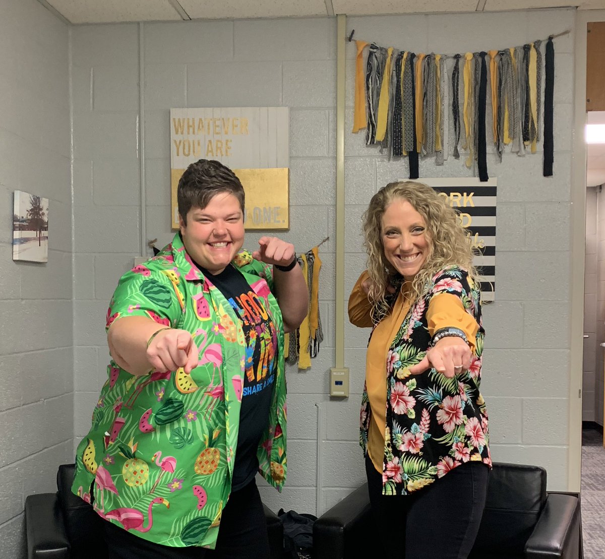 BethHouf's tweet photo. Always great to start the day with this funny lady! Happy Red Ribbon Week! #fmsteach #mcteach #fultonproud #leadlap @EricaJHogan https://t.co/lAal1VElJg