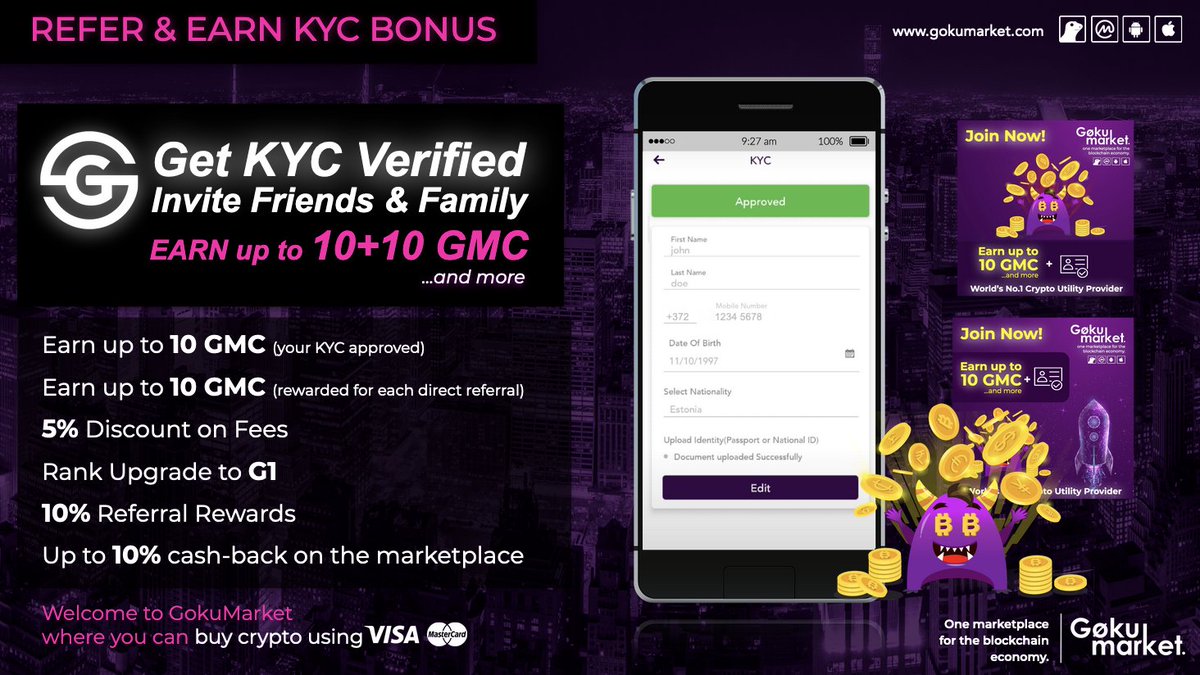 🚨 GokuMarket AIRDROP ALERT! 🚨

💥 Earn up to 10 GMC ($5 worth) for new users!

🎁 Participate &amp; Share to Win More! 🎁
📜 Details here: bit.ly/GokuMarketGlea… 
 
💎  #Like &amp; #ReTweet this post to earn even more points!

#GokuMarket #Airdrops #Promo #KYCbonus #Referral  #Earn
