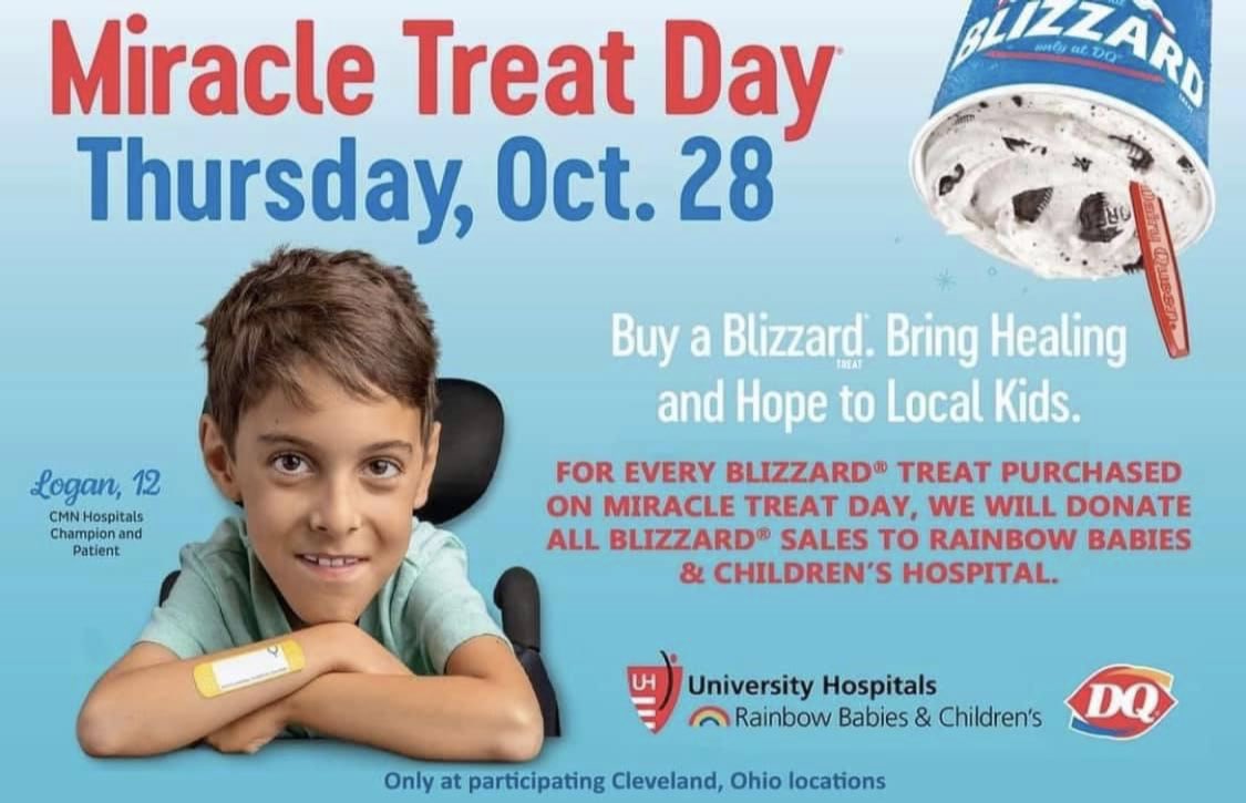 madison_DQ's tweet photo. 📣Today we donate 100% of our Blizzard sales today to Childrens Miracle Network 🌈 Family, Friends, Fans, Local Hospitals, Businesses, And Schools please consider treating yourself today for a great cause 🌈🍦. #WeMakeHappy #HappyTastesGood #WeMakeMiracles #MiracleTreatDay2021 https://t.co/Pyte5YSxrJ