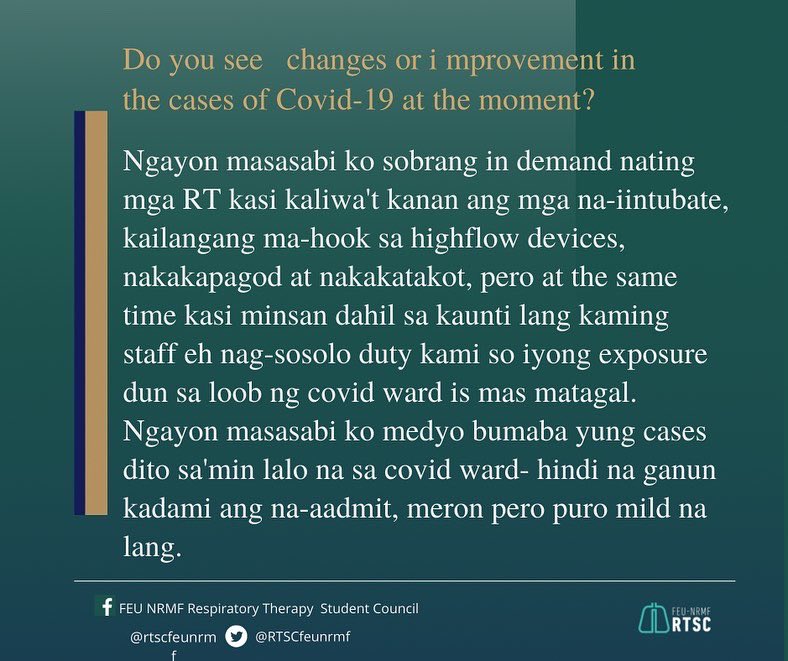 RTSCfeunrmf's tweet photo. Laging tandaan na ang pagiging Respiratory Therapist ay isang karangalan na dapat ipagmalaki, sapagka't isa tayo sa mga mahahalagang katauhan sa loob ng isang ospital. https://t.co/7Ki0e7SoPC