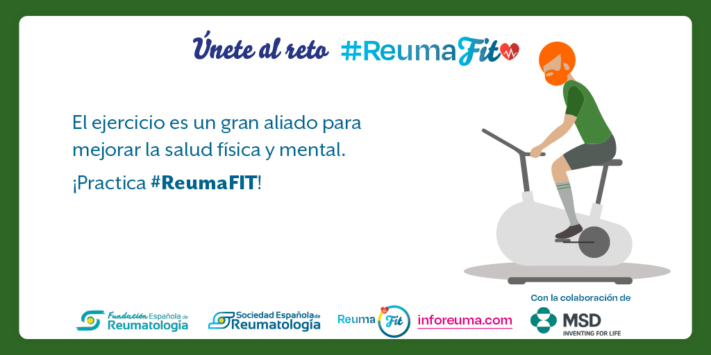 MSD Profesionales (@msd_es) on Twitter photo ¿Sabía que en menos de 10 semanas puede adquirir un hábito de ejercicio? Únase al reto #ReumaFit y mejore su salud física y mental
<a href="/SEReumatologia/">Soc.Esp.Reumatología</a> ¿Sabía que en menos de 10 semanas puede adquirir un hábito de ejercicio? Únase al reto #ReumaFit y mejore su salud física y mental
<a href="/SEReumatologia/">Soc.Esp.Reumatología</a>