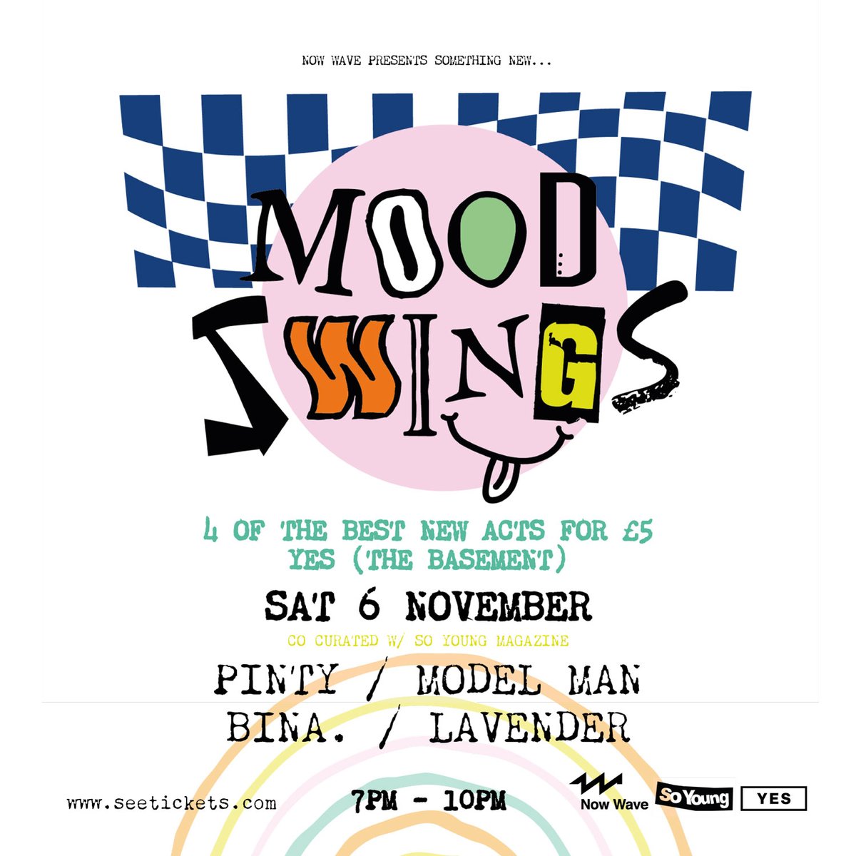 nowwave's tweet photo. MOOD SWINGS X 6th Nov x @yes_mcr
#PINTY
@modelmanmusic
@iambinaofficial
#lavender
£5 tickets on sale now https://t.co/g4f1nBtRNr