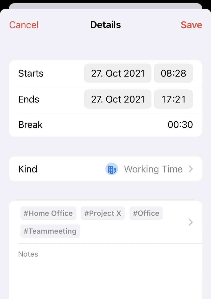 WorkTimesApp's tweet photo. Sneak peek of the new but familiar details screen coming soon (iOS 15 only). And yes, it finally uses the “new” date pickers. 🥳 https://t.co/YMJCpfC2AL