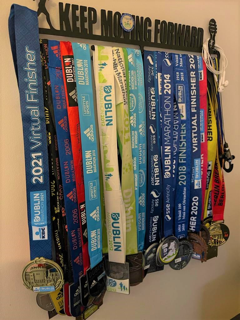 Although it hasn't been the same, well done to the hard working team at Dublin Marathon HQ who have yet again helped all of the Marathoner's keep their dream alive. Happy to add the 2021 medal alongside the others for No. 22 straight DCM <a href="/dublinmarathon/">Irish Life Dublin Marathon</a>