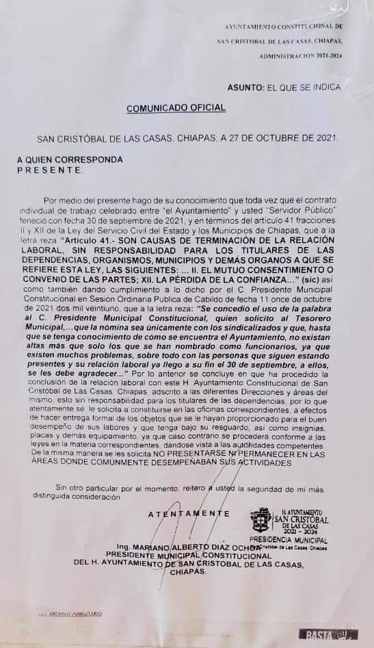 MDO ajusta nómina municipal; despiden a 200 empleados de confianza. El Ayuntamiento de San Cristóbal arrastra de por sí laudos laborales por más de 22 millones de pesos. SEGURO vendrán más demandas. Al final, alguien tendrá que pagar estos juicios laborales./Jovel TV y Radio
