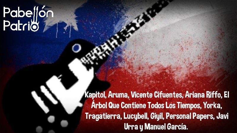 Hoy en #PabellonPatrio <a href="/officialkapitol/">Kapitol</a> #Aruma @vicentecif @ariana_riffo_musica #elarbolquecontienetodoslostiempos <a href="/yorkamusica/">Yorka</a> #Tragatierra <a href="/lucybelloficial/">Lucybell</a> <a href="/Giyilmusica/">GIYIL</a> <a href="/personal_papers/">Personal Papers</a> #JaviUrra <a href="/manugarpez/">Manuel García</a> Toda la info en nuestro Facebook facebook.com/56041373397753…