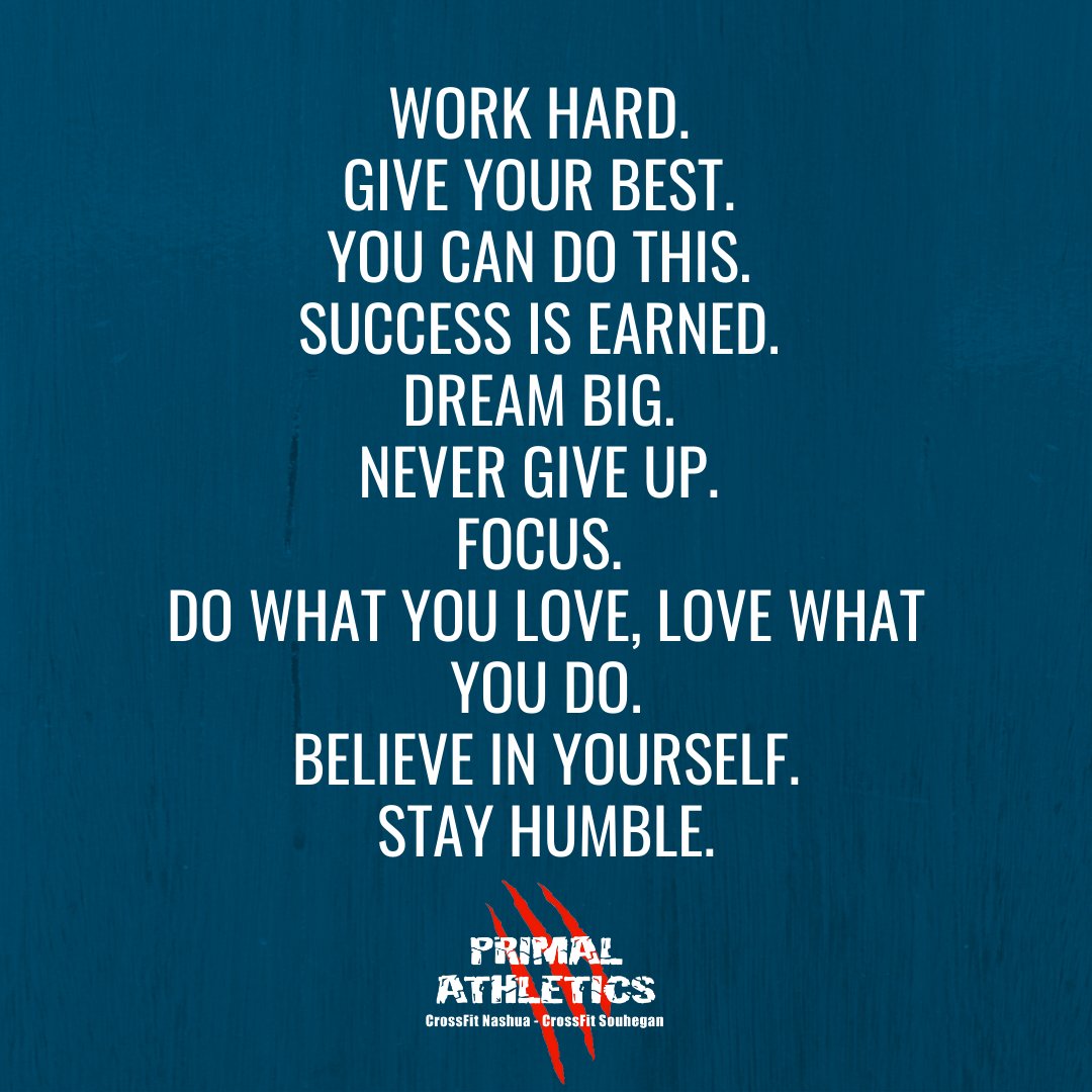 Good luck to all those competing at Fright Fest this weekend! 

#ThursdayThoughts 
#workhard #yougotthis #dream #big #focus #believe #stayhumble  #primalathletics #crossfitnashua #crossfitsouhegan #betterthanyesterday #crossfit #competition #frightfest
