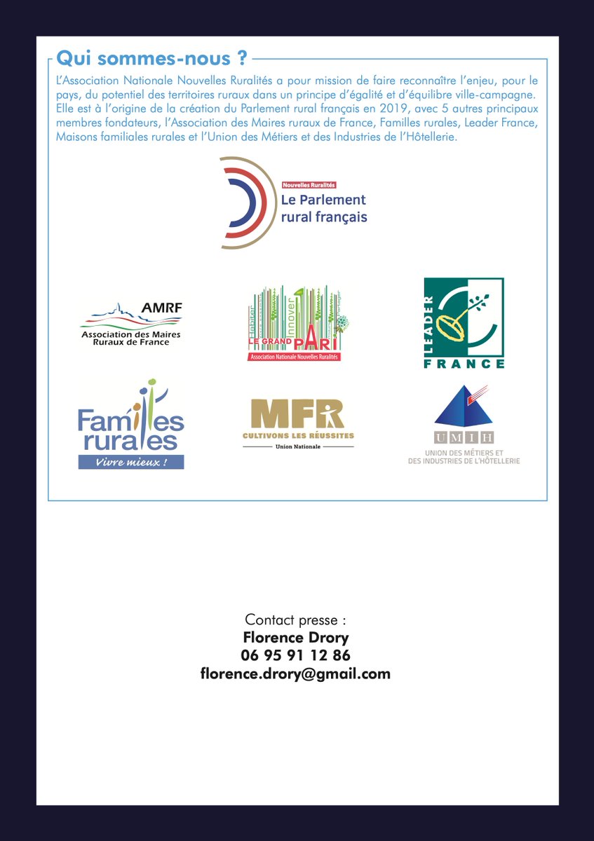 📣Ruraliser l'Europe ! L'ambition du Parlement rural🇫🇷

➡️Après "Ruralisons", les membres du Parlement rural français organisent une nouvelle grande manifestation pour territoires ruraux 

Objectif : promouvoir la mise en place d'un Agenda rural européen✅

Communiqué de presse👇