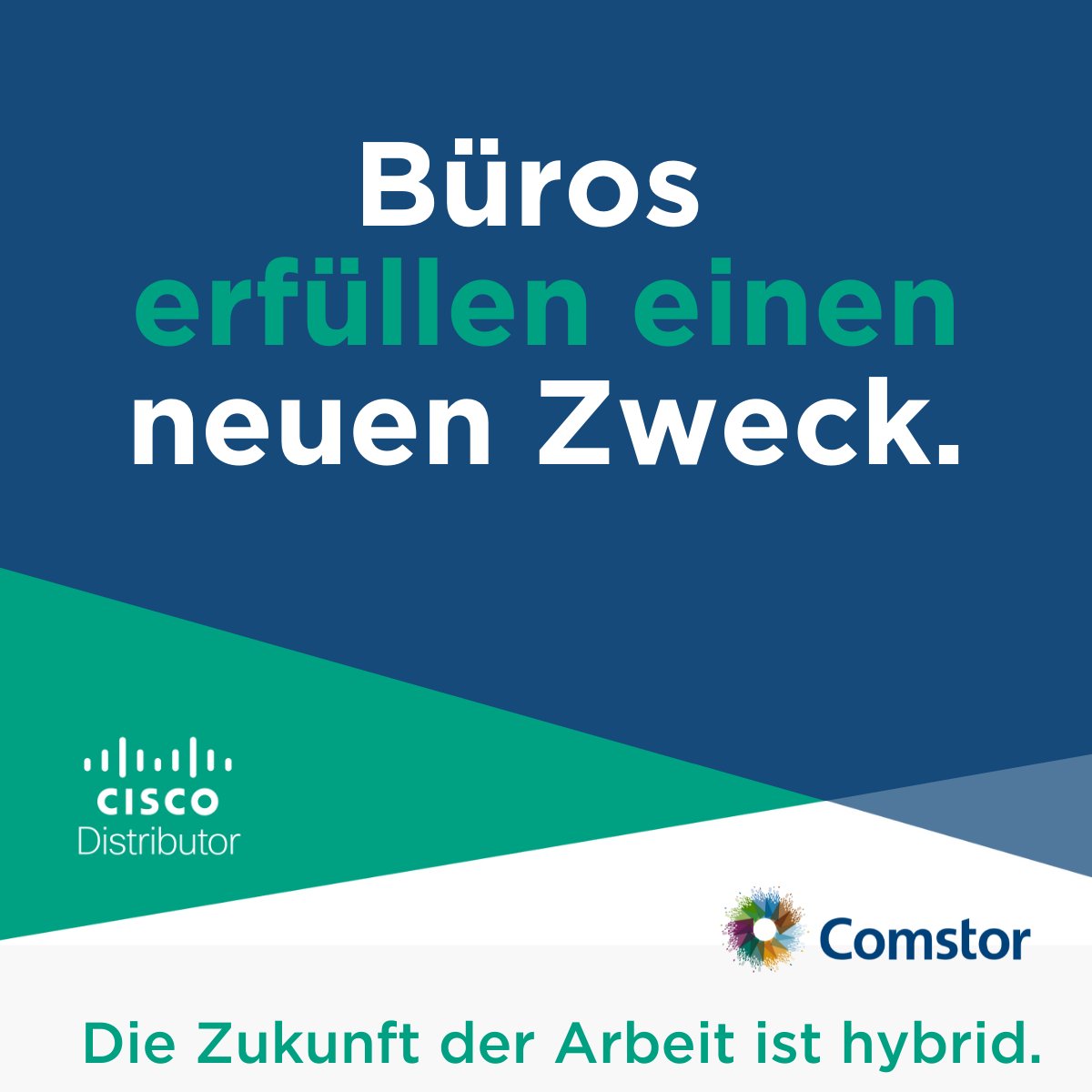 Neue #Arbeitsweisen, neues Zusammenarbeiten, neue Büros die einen neuen Zweck erfüllen. Die Zukunft der Arbeit ist #hybrid. Wir besprechen gerne, wie Cisco Technologien Sie bei der Umsetzung unterstützten! #hybridWorkplace #Comstor #Cisco #Collaboration