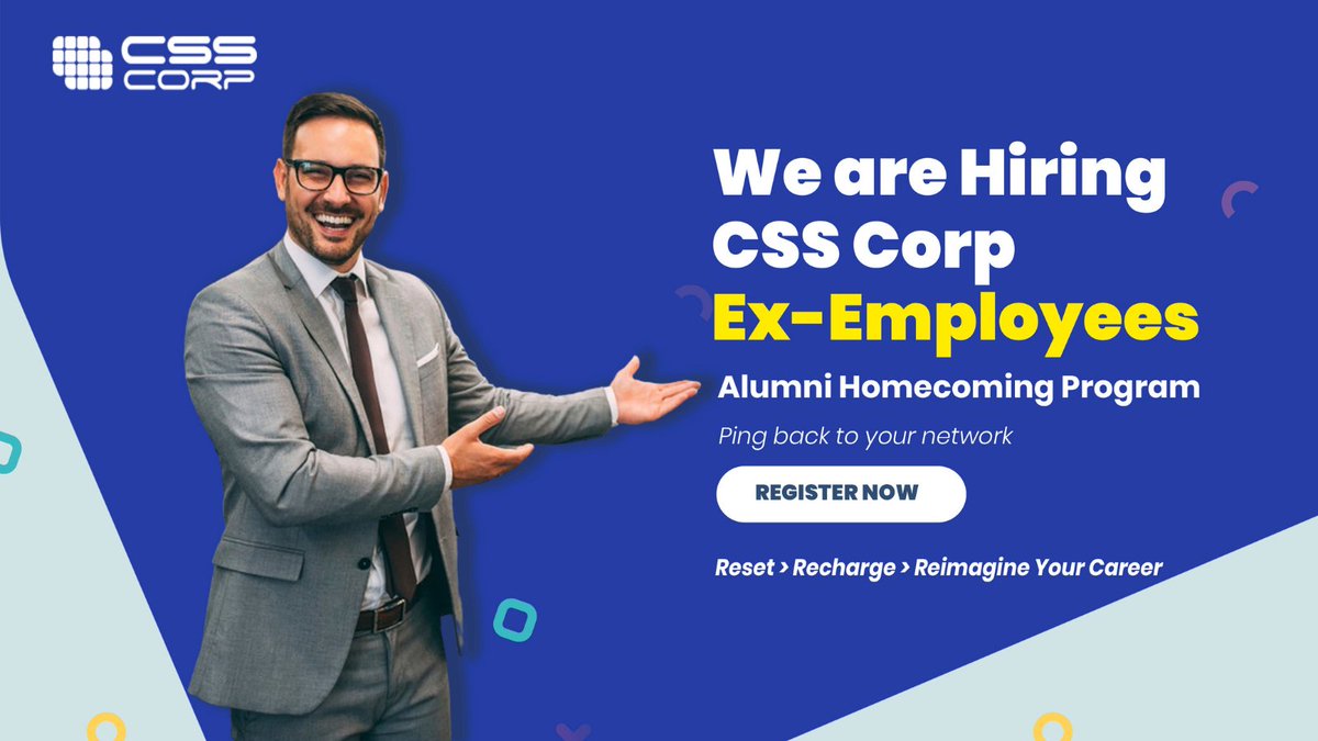 movate_inc's tweet photo. #AlumniHiring - Our “Alumni Homecoming” program, offers a comeback opportunity to all former employees of @CSSCorp.
Register yourself here and explore a world of opportunities: https://t.co/XTHGMv4d0D
#Alumniprogram #careers #WeAreHiring https://t.co/IUKPMgIKma