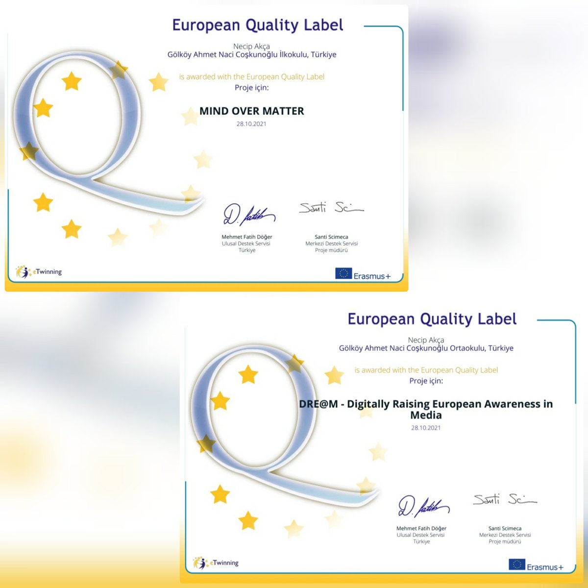Yürütmüş olduğumuz #eTwinning projelerimiz eTwinning Merkezi Destek Servisi (Brüksel) tarafından Avrupa Kalite Etiketi ile ödüllendirilmiştir. 

<a href="/bodrummem/">Bodrum İlçe MEM</a> <a href="/akmeseibrahim/">Halil İbrahim Akmeşe 🇹🇷</a> <a href="/MesutTOPALOLU/">Mesut TOPALOĞLU</a> <a href="/etwinningmugla/">eTwinning Muğla</a> <a href="/tretwinning/">eTwinning Türkiye</a>
