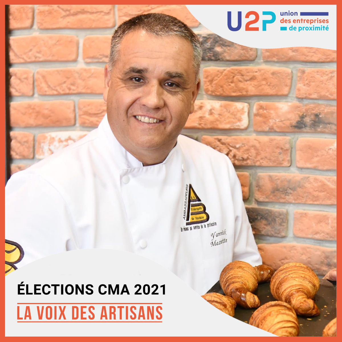 La liste U2P-LA VOIX DES ARTISANS a gagné les élections à la CMA Provence-Alpes-Côte d’Azur. <a href="/YannickMazette/">Mazette Yannick</a>, artisan boulanger et tête de liste régionale, remercie les électeurs. Il aura à cœur avec ses colistiers d’apporter un service de proximité à chaque entreprise artisanale