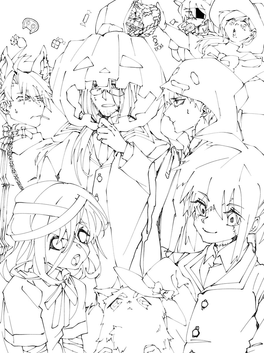 ハロウィン絵のお線画〜🎃👻
塗り間に合うか怪しいのでペタリ_(:3」z)_ 