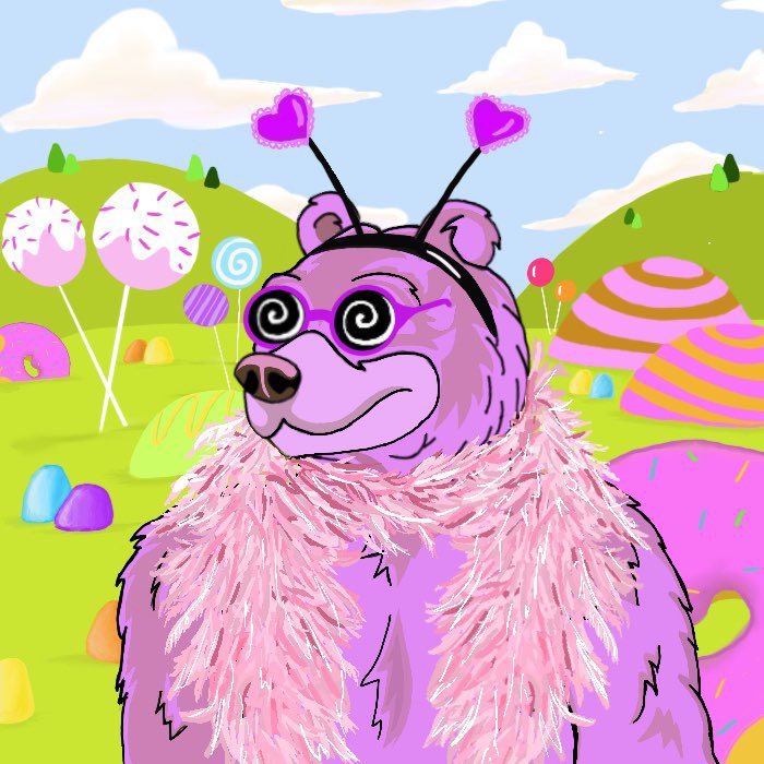 RichtheBearNFTs's tweet photo. ⚡️BEAR BADDIES⚡️Like we said earlier this week, we will be dropping 6 1/1s to 6 random buyers! 🤩🥳 Just to give you a sneak peek of what we’ve been working on, here is another one of the 6: Rich in Candyland!!!🍭🍬🐻💕 https://t.co/jB3gOBP8Sm