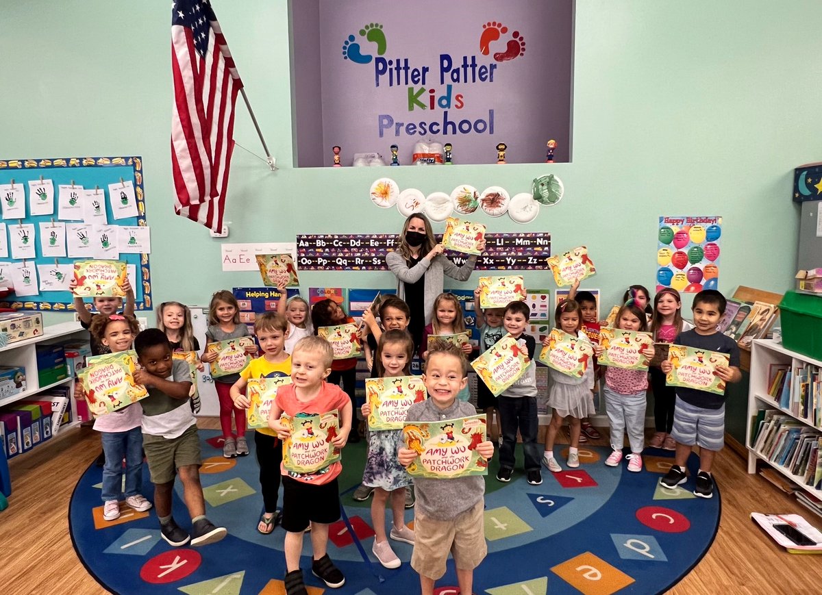 PHELC's tweet photo. @PHELC Sherri Sabadishin at Pitter Patter Kids Preschool in Spring Hill reading Amy Wu and the Patchwork Dragon! What a great way to start our @Jumpstartkids #readfortherecordday with local child care centers & @PHELC staff volunteering to read today! Let's break some records! https://t.co/MT3UK2xA5O