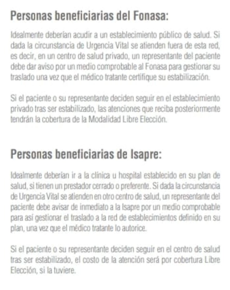 Gabiguzv's tweet photo. @Sir_NiCkOssA Ahí al menos dice que un representante suyo debe dar aviso a fonasa o a la isapre para el traslado, así que sigue sin ser responsabilidad de la clínica https://t.co/ppuV8fTfsm