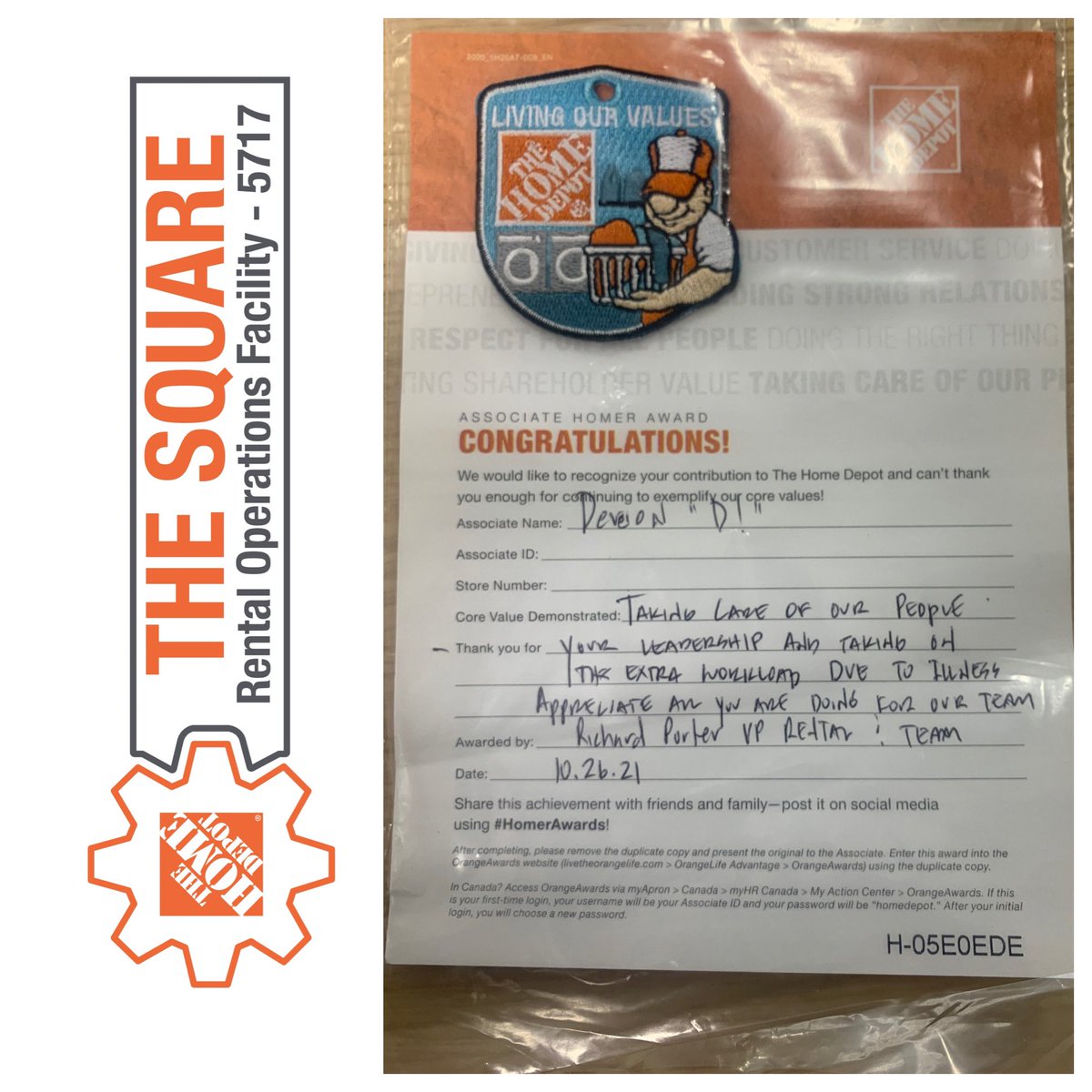 chad_forrester's tweet photo. This makes me proud! Great job D! @spartanbeast17 @BobbyPendleton3 @RPorterHDRental @rich_loyd #thdrental #thesquare https://t.co/wi9MyGsiUC