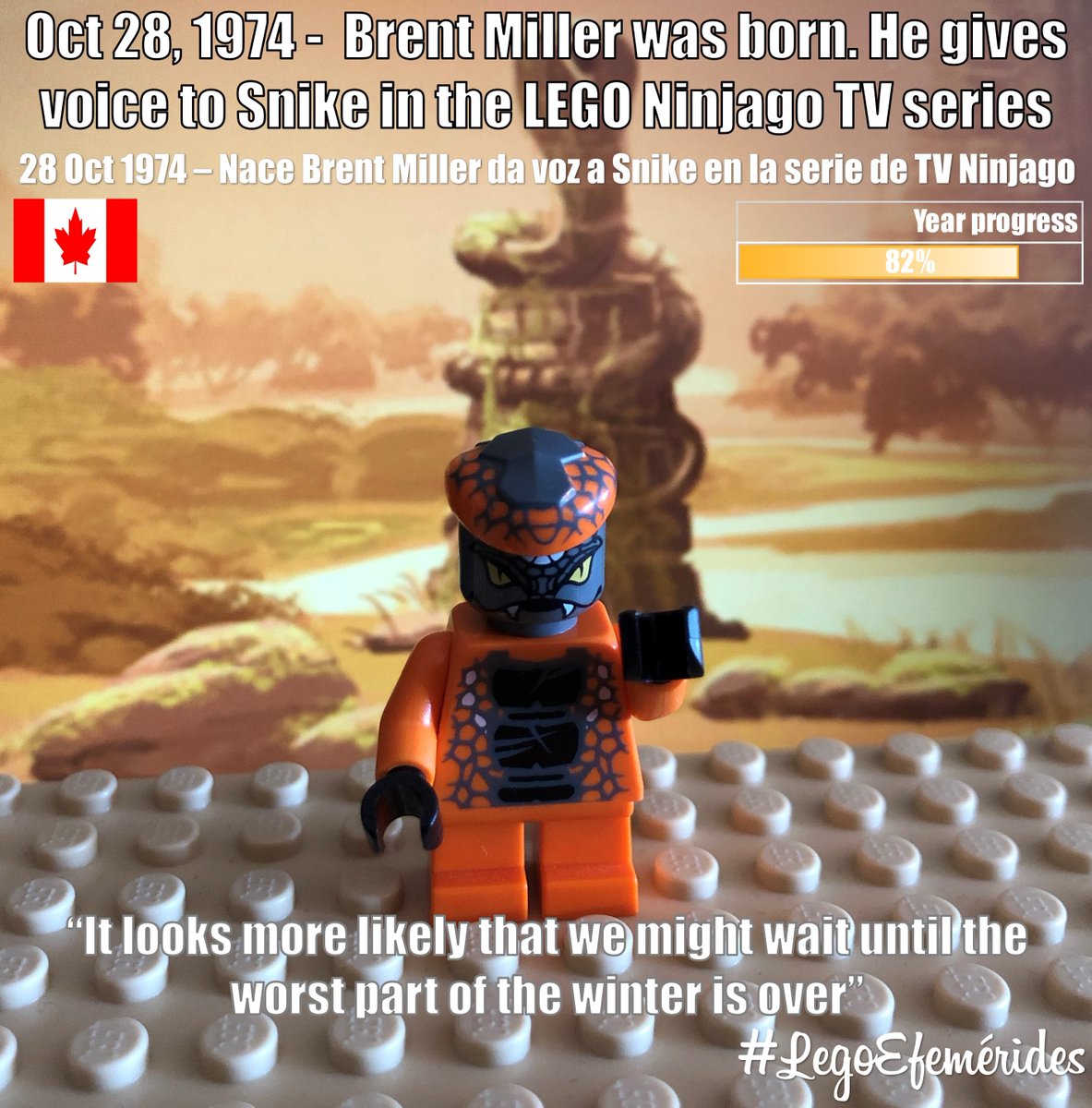 ephemebricks's tweet photo. #Oct28 #1974 - BrentMillerVoice was born. He gives voice to #Snike in the LEGO #Ninjago #TV series
#28Oct 1974 – Nace Brent Miller da voz a Snike en la serie de TV Ninjago
It looks more likely that we might wait until the worst part of the #winter is over
---
#28deOct https://t.co/x4iIcfDxJG
