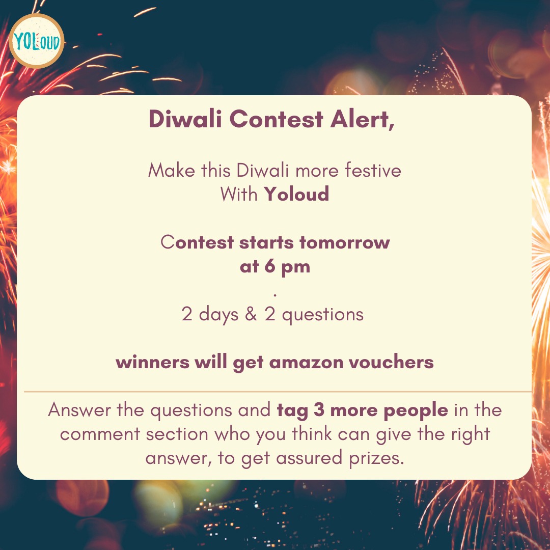 YOLoudOfficial's tweet photo. Diwali Contest Alert, 
Winners will get amazon vouchers.

Answer the questions and tag 3 more people in the comment section who you think can give the right answer, to get assured prizes.

#yoloud #yoloudofficial #influencer #contests #contestalert #giveawaycontest  #diwali https://t.co/ADmFt87QVF