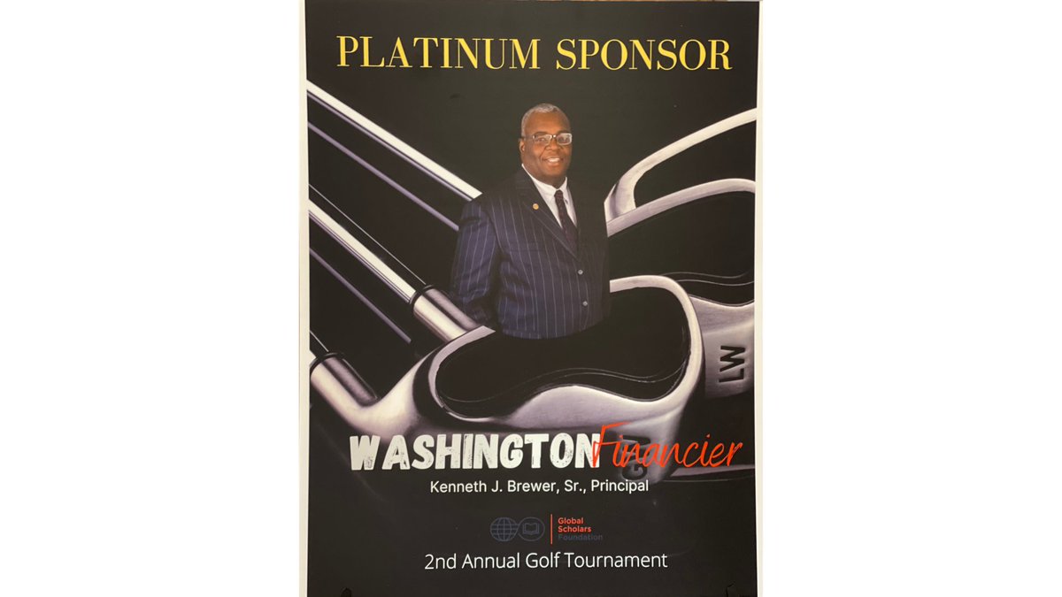 Happy Thursday! Thank you, Platinum Sponsor Kenneth Brewer, Sr. Principal of Washington Financier, CEO of HSCDC, and GSF Board Chair. The 2nd Annual GSF Golf Tournament was a success! #GSF #GolfTournament