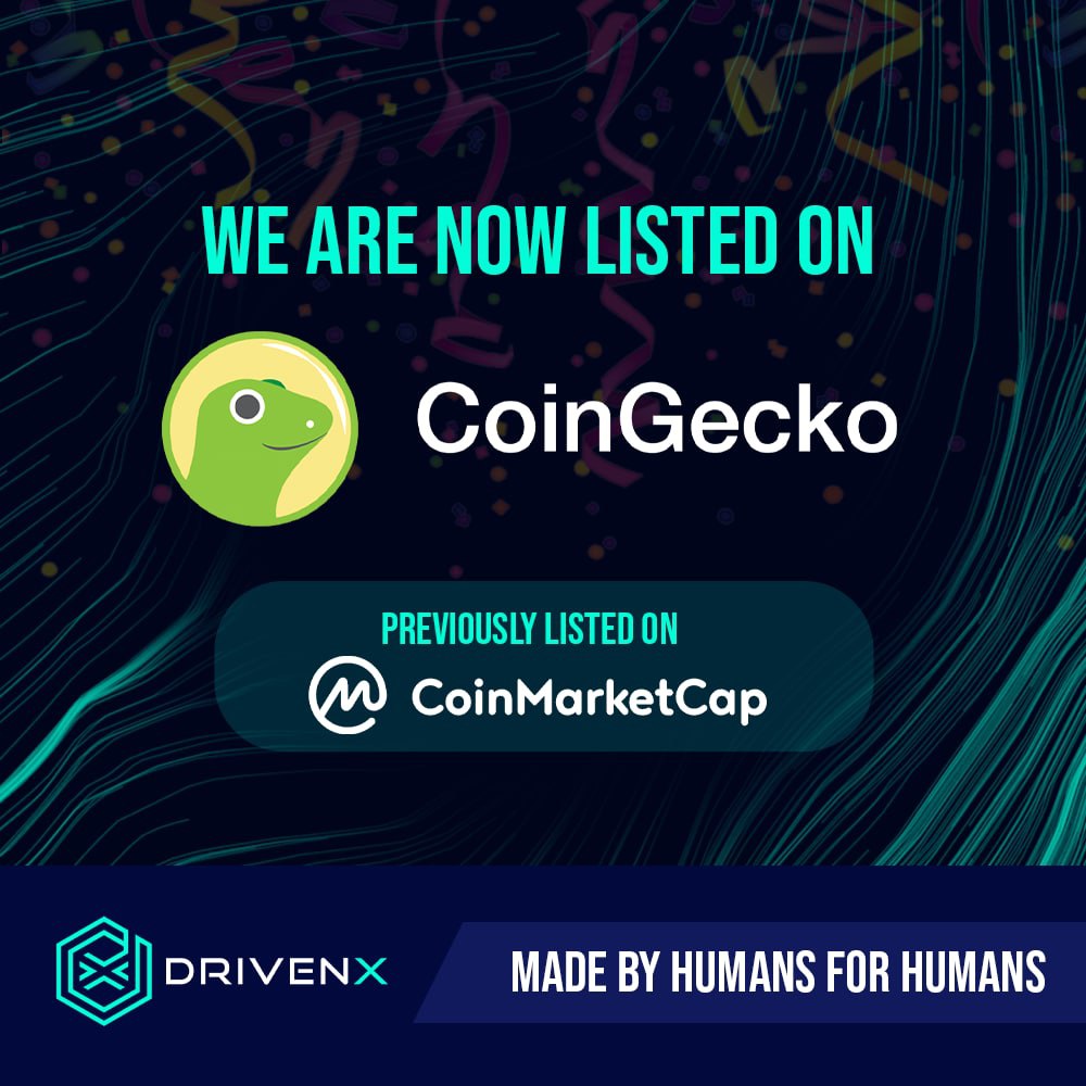 We are now live on CoinGecko, it's been a fantastic day so far, and there's more to come today so stay tuned! 🎉🚀

#DRIVENx #WeAreDRIVEN