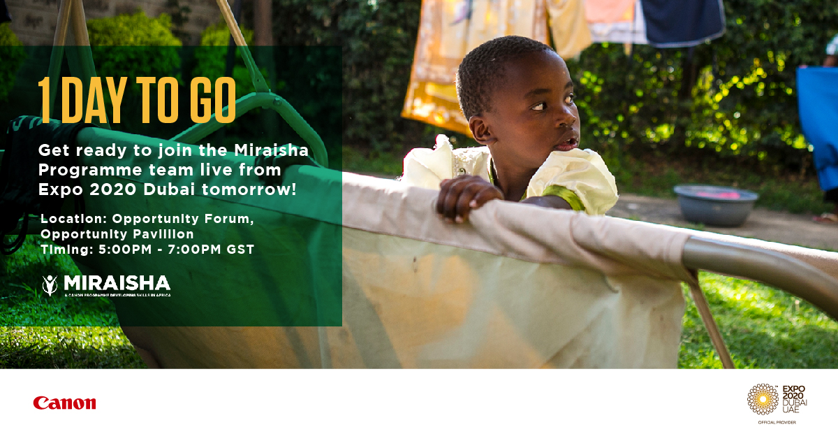 CanonMEA's tweet photo. Just 1 day to go before you meet our fantastic Miraisha Programme team live from the @expo2020dubai. Join the panel discussion tomorrow as they discuss the many wins of this sustainable programme - https://t.co/1PO0XtCnRO

#CanonME #CanonCNA #CanonEMEA #Expo2020 #Dubai #Miraisha https://t.co/E2WGh3BI0n