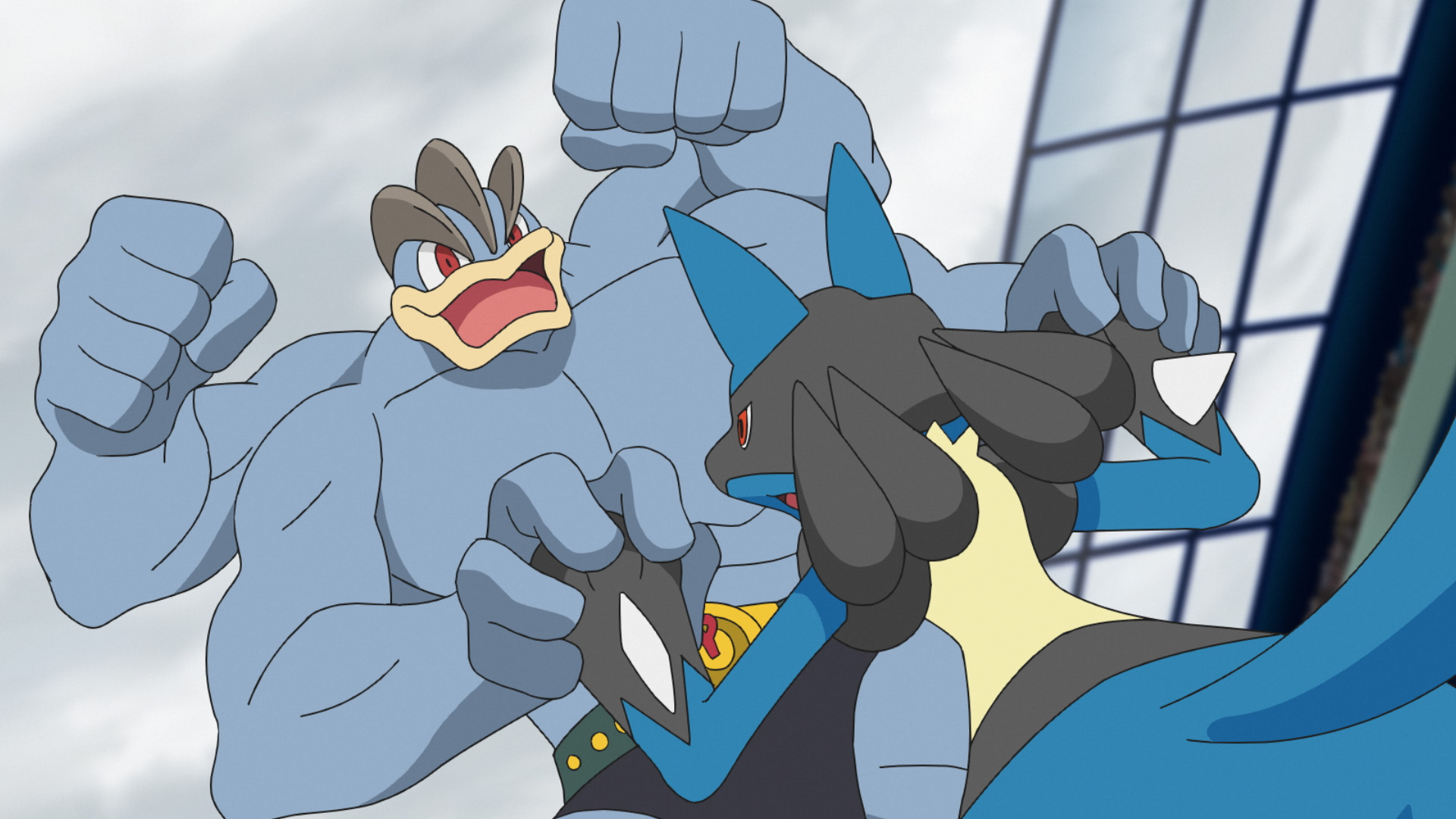 アニメ ポケットモンスター 公式 アニポケ ハイライト ポケモンワールドチャンピオンシップス ハイパークラスの サトシvsサイトウのバトルがスタート ルカリオ は 初めて対戦する カイリキー に苦戦 実況席には なんとスペシャルゲストとして