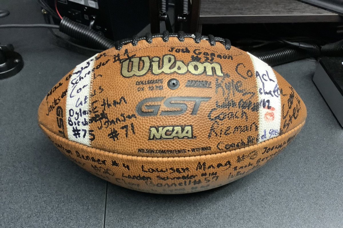 When you pick a team to finish 6th in their conference then they go 10-0 and win a fourth straight title, what do they do? They give you a signed game ball. 😁🏈🏆 <a href="/CGFootball/">CG Bulldog Football</a> <a href="/cgschools/">Columbus Grove Local Schools</a> <a href="/nwcsports/">NWC</a>