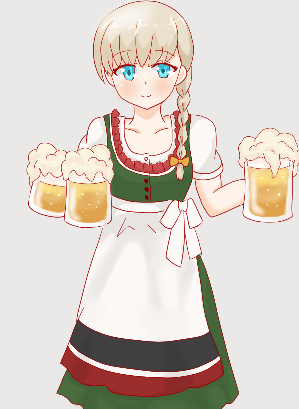 1girl german clothes dirndl solo mug beer mug beer  illustration images