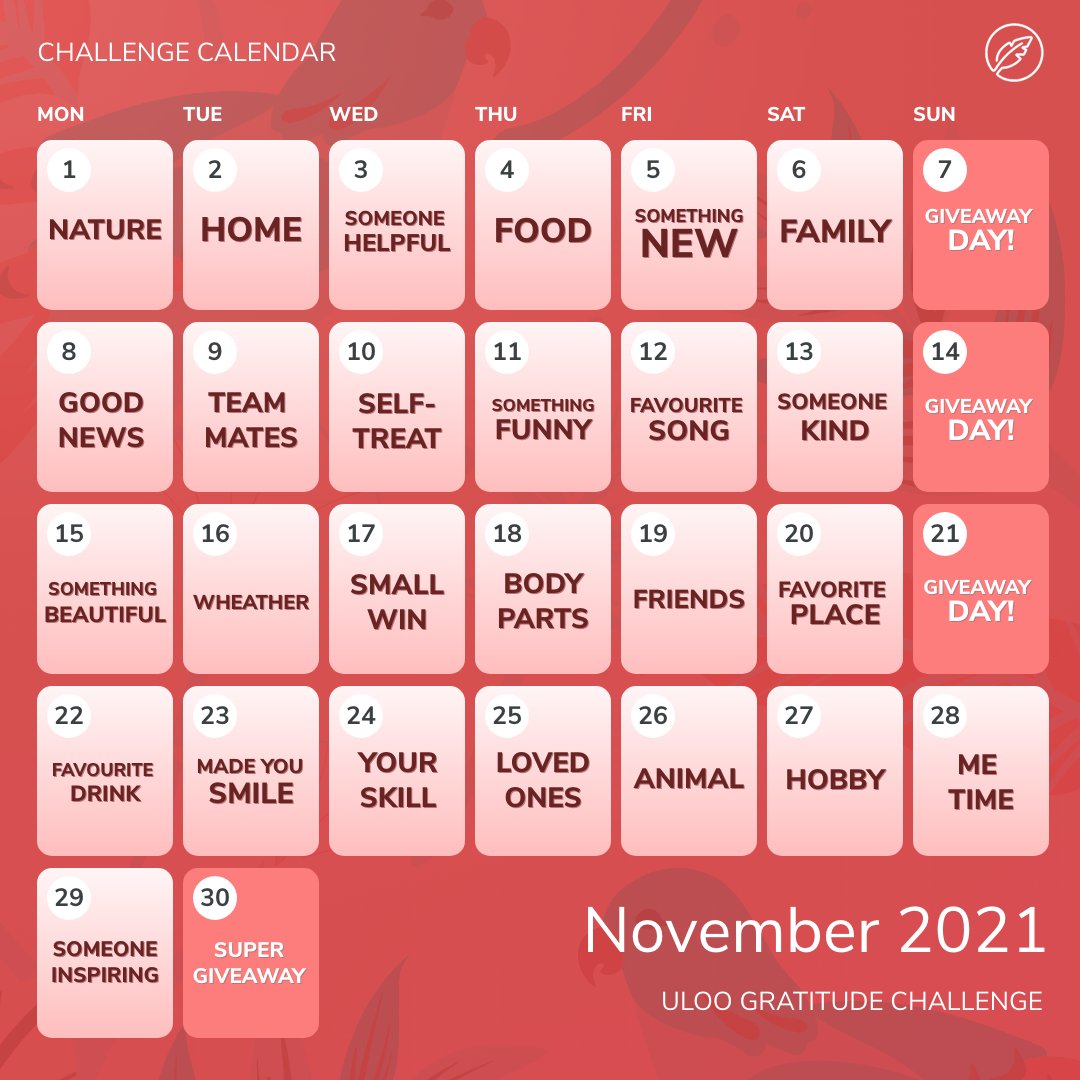 Join #UlooGratitudeChallenge and win weekly #giveaway! We are dedicating November as a #GratitudeMonth to take a moment to reflect and be #grateful. ⏱️🙏

Follow and join the challenge on our Instagram >> instagram.com/p/CVkqYf_MBk0/