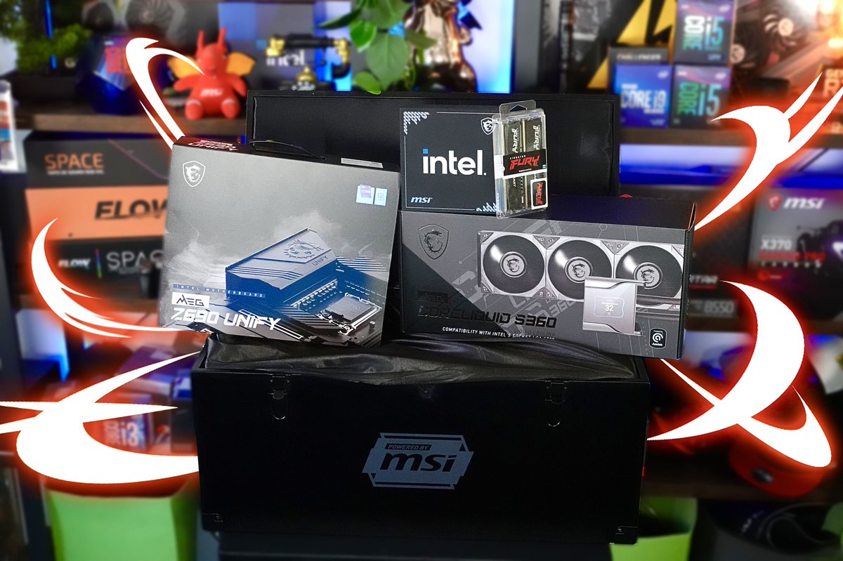FRhardware's tweet photo. 💨Coffret @msifrance (INTEL 12Th DDR5, Z690 UNIFY, S360) 
Bientôt en video ⏳🙌 https://t.co/rGYQNp1Hag