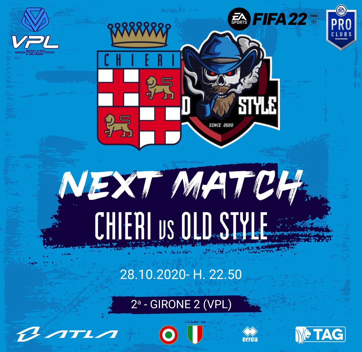 ThetaChieri's tweet image. 🏆2️⃣ @VPLItaly  GIRONE ✌️🏼
📈 ✅
🆚 @FcOldStyle 
🖥 twitch.tv/chieriesports

@ToretProClub
@ILOVEPROCLUB1
@ProClub_LS