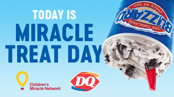 Today is #MiracleTreatDay! When you visit your local #ldnont and surrounding area <a href="/DQCanada/">Dairy Queen Canada</a> and purchase a Blizzard, you'll be supporting sick and injured kids at Children's Hospital, <a href="/LHSCCanada/">London Health Sciences Centre</a>!