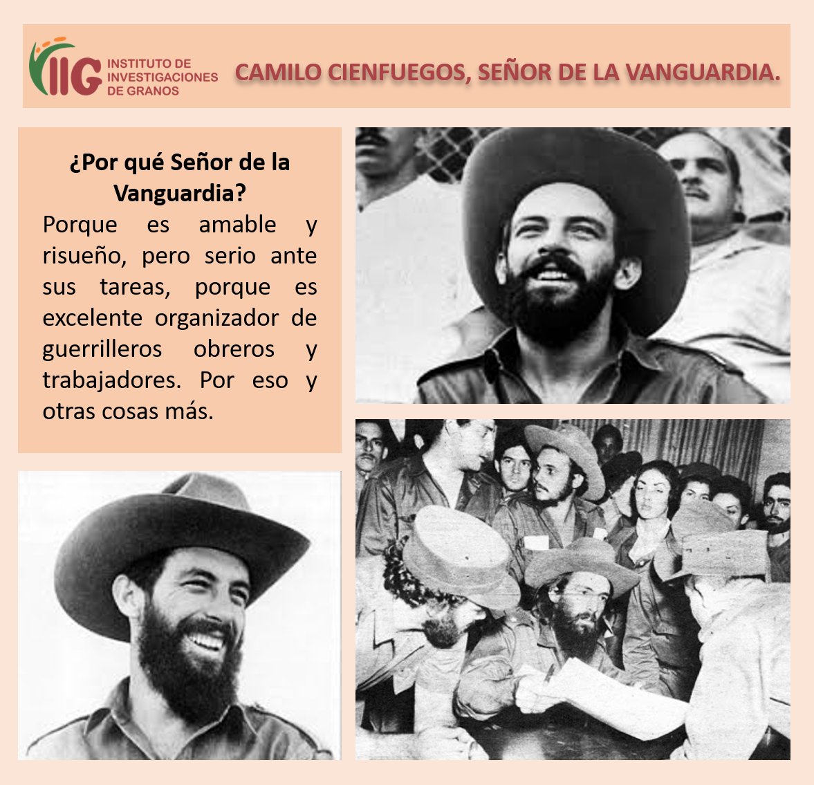 👉 La legendaria figura de #CamiloCienfuegos, el #SeñordelaVanguardia, se acrecienta con el paso del tiempo. 
#OctubreDeHistoria #vamosalgrano #TenemosMemoria #SomosContinuidad #CubaViva