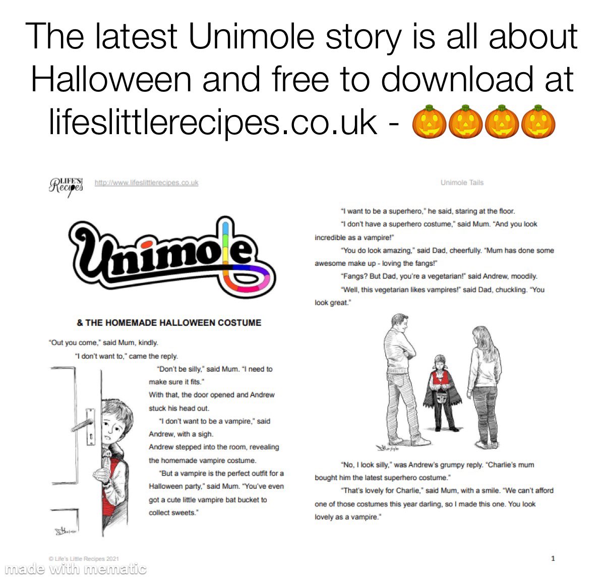 Have you met #Unimole yet? I’m working with @LifesLittleRec bringing #Unimole to life in a series of #bedtime stories. Illustrated by Dave Meadows of @pushed_design these stories are free to download. Don’t miss them! lifeslittlerecipes.co.uk #halloween #writing #familycontent